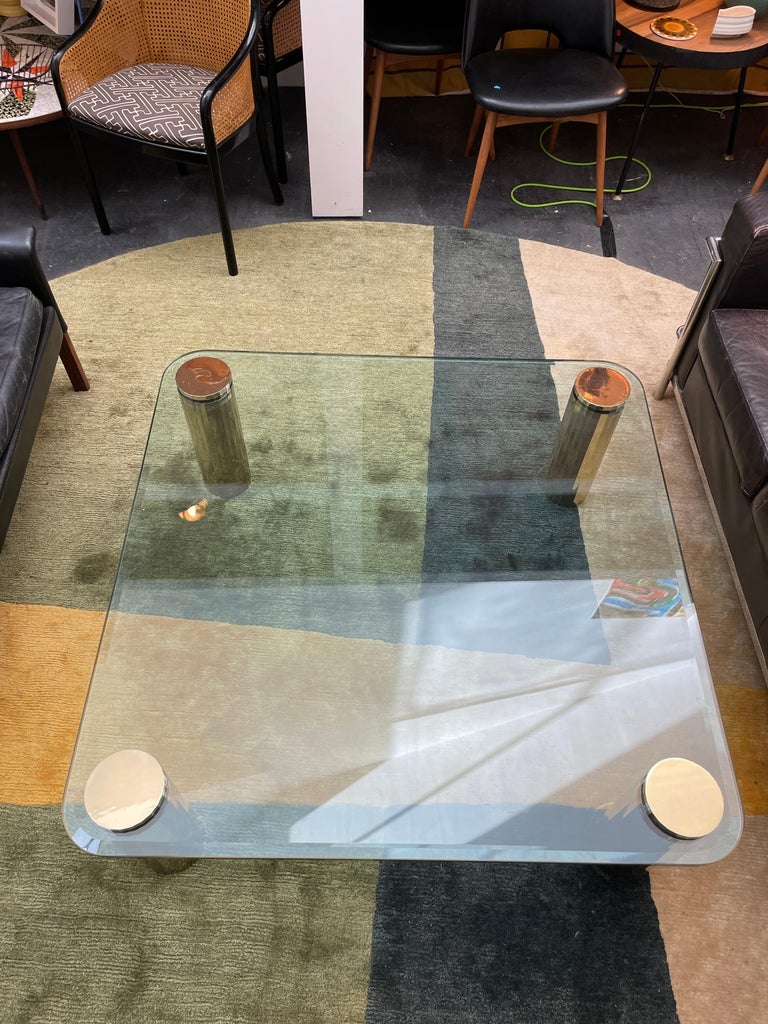 20th Century Mid-Century Modern Glass Coffee Table in the Style of Karl Springer For Sale
