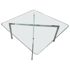 Mid-Century Modern Glass Coffee Table in the Style of Mies van der Rohe, c 1970s