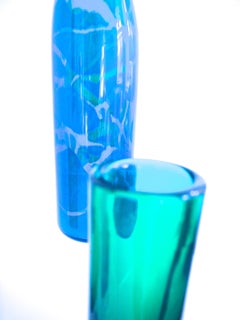 Mid-Century Modern Glass Collection Mdina Bottle Nuutajarvi Notsjo Vases, 1960