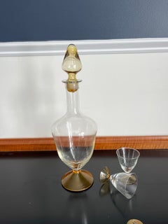 Mid-Century Modern Glass Cordial Decanter Set, Italian Design, 1960s
