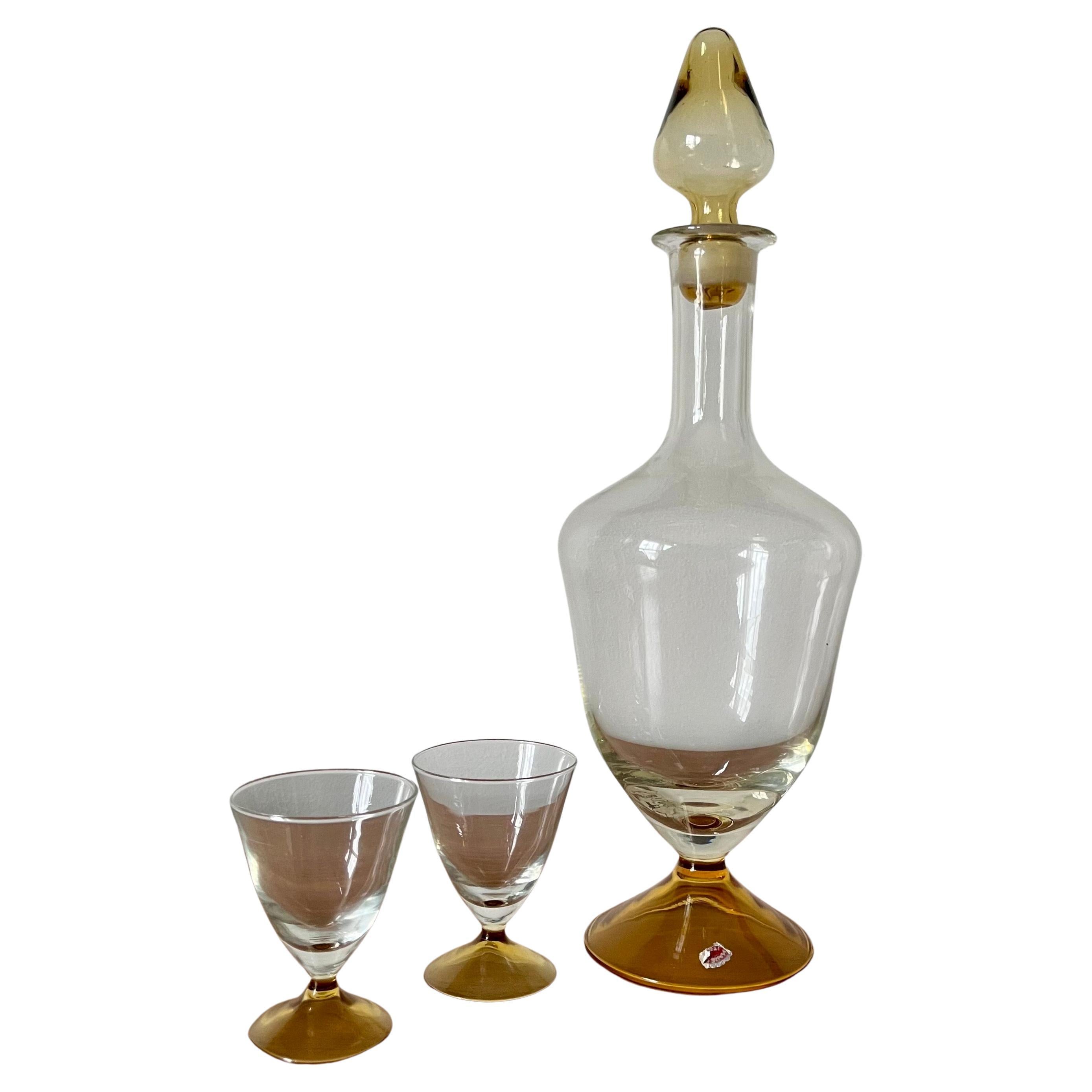Mid-Century Modern Glass Cordial Decanter Set, Italian Design, 1960s