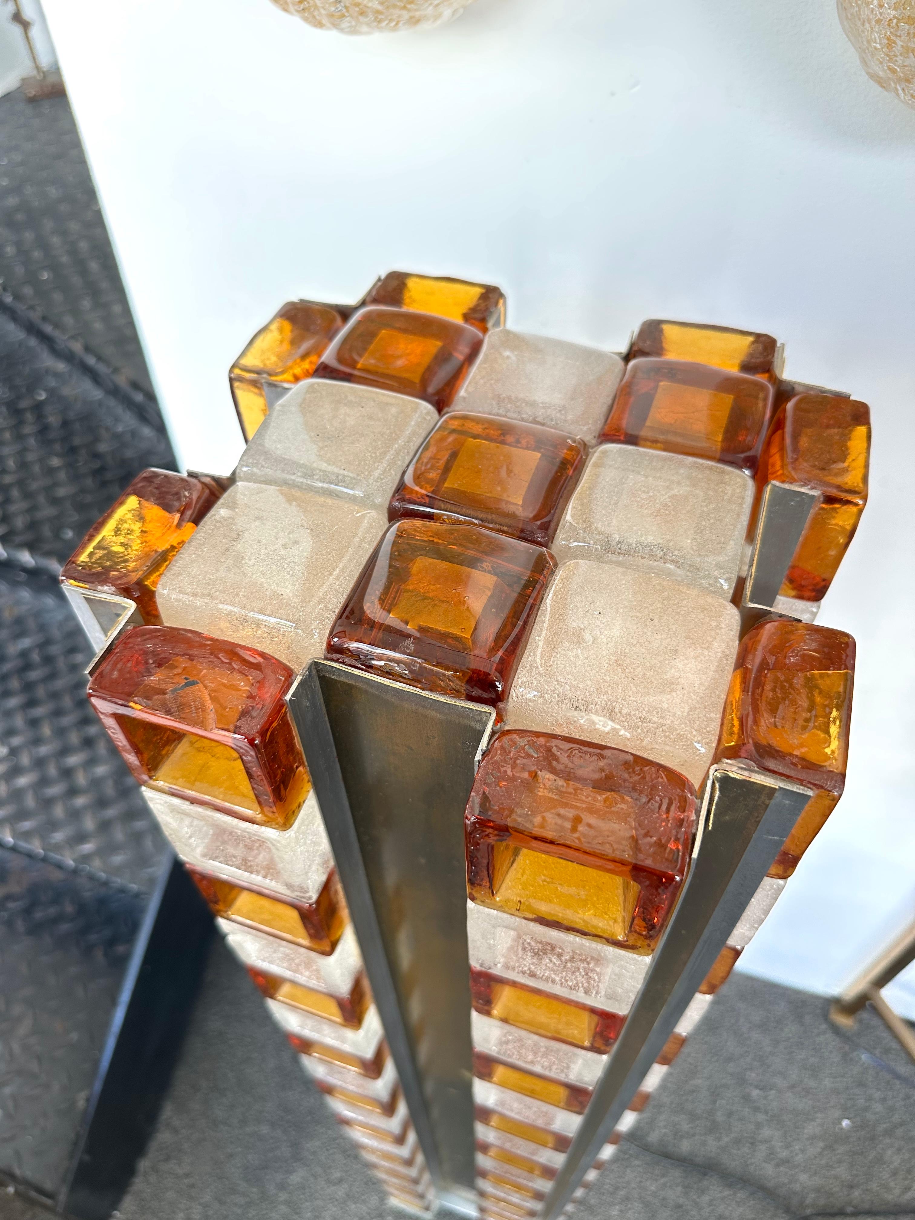 Mid-Century Modern Glass Cube Tower Floor Lamp by Poliarte, Italy, 1970s For Sale 4