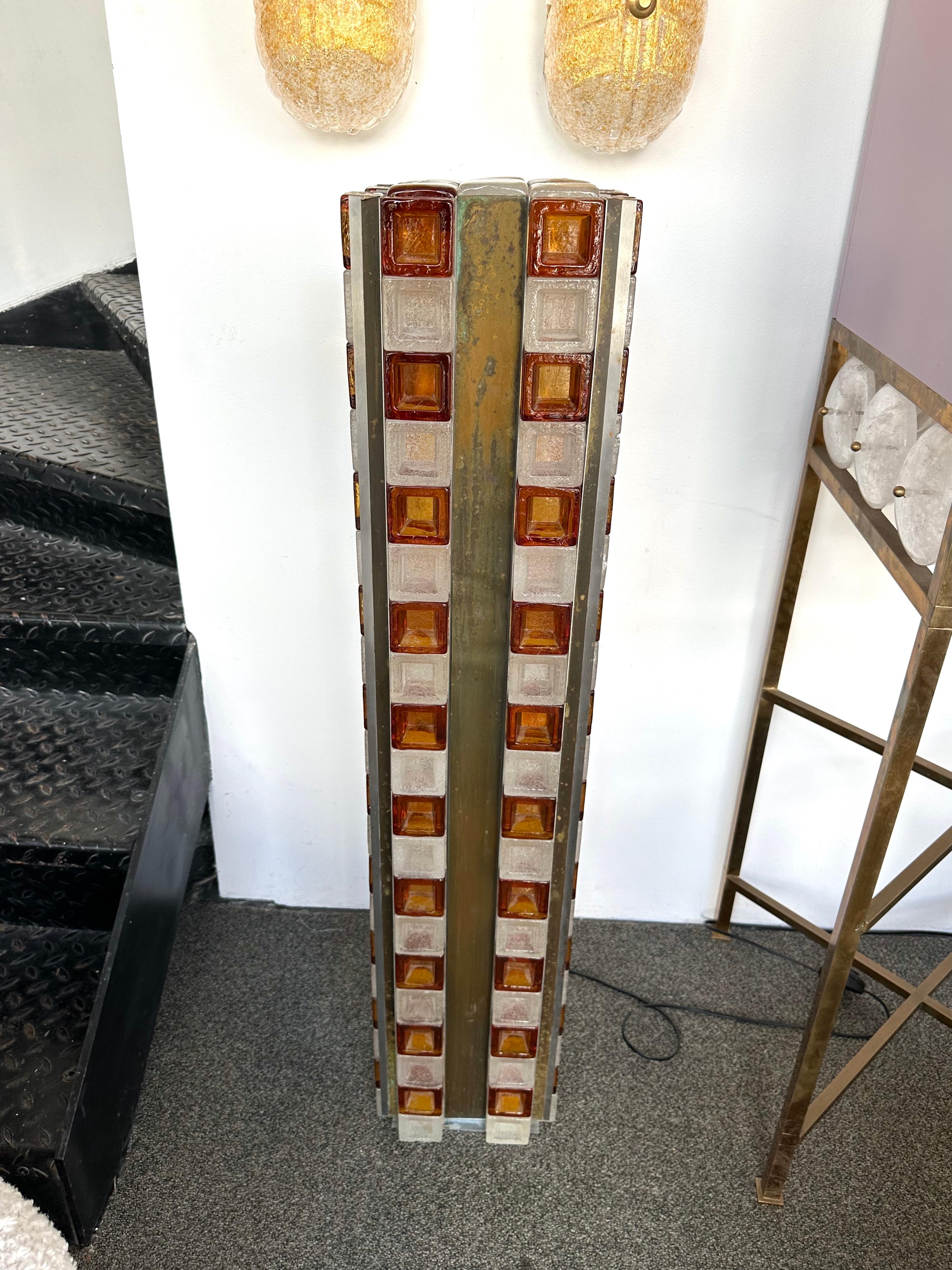 Mid-Century Modern Glass Cube Tower Floor Lamp by Poliarte, Italy, 1970s For Sale 6