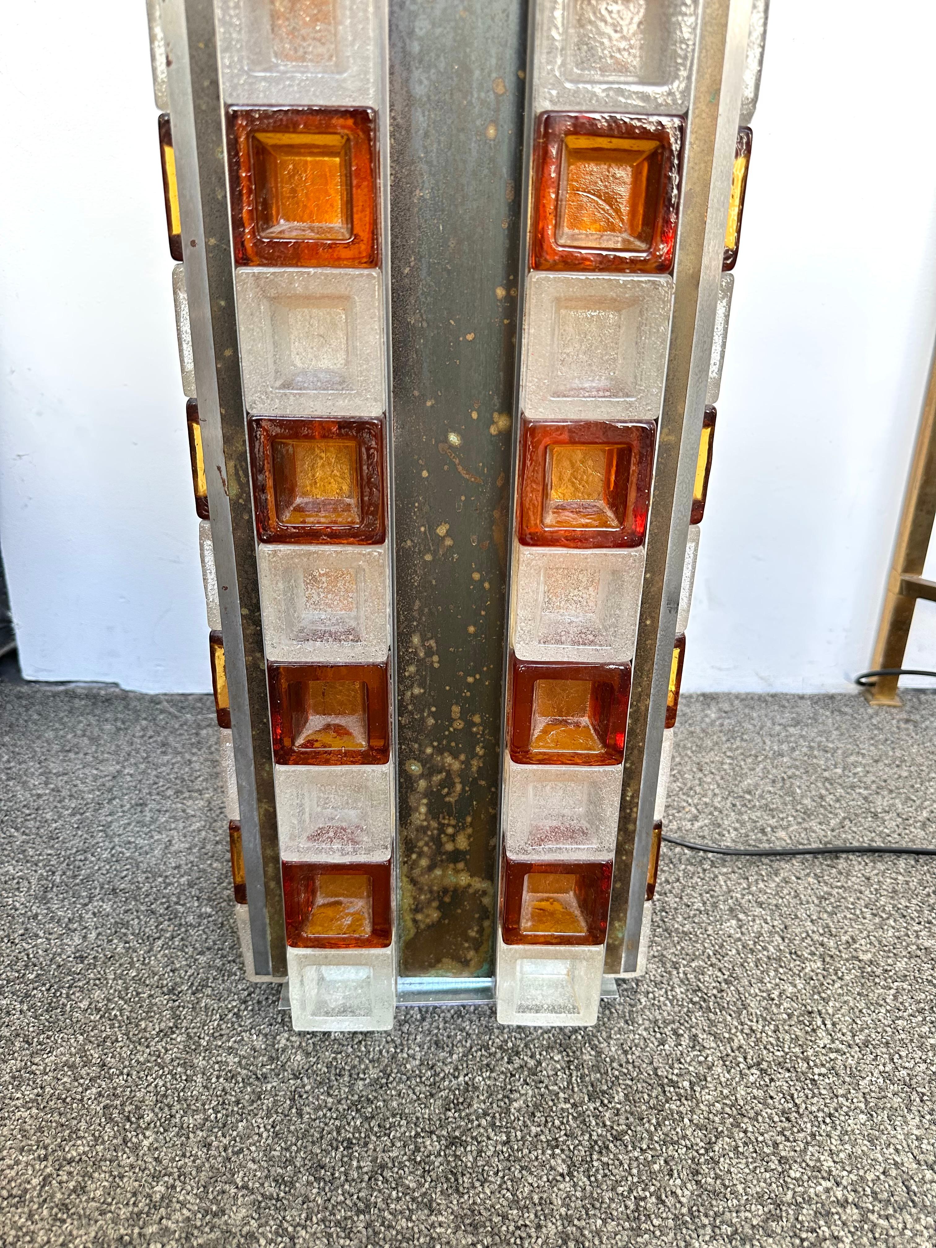 Mid-Century Modern Glass Cube Tower Floor Lamp by Poliarte, Italy, 1970s For Sale 7
