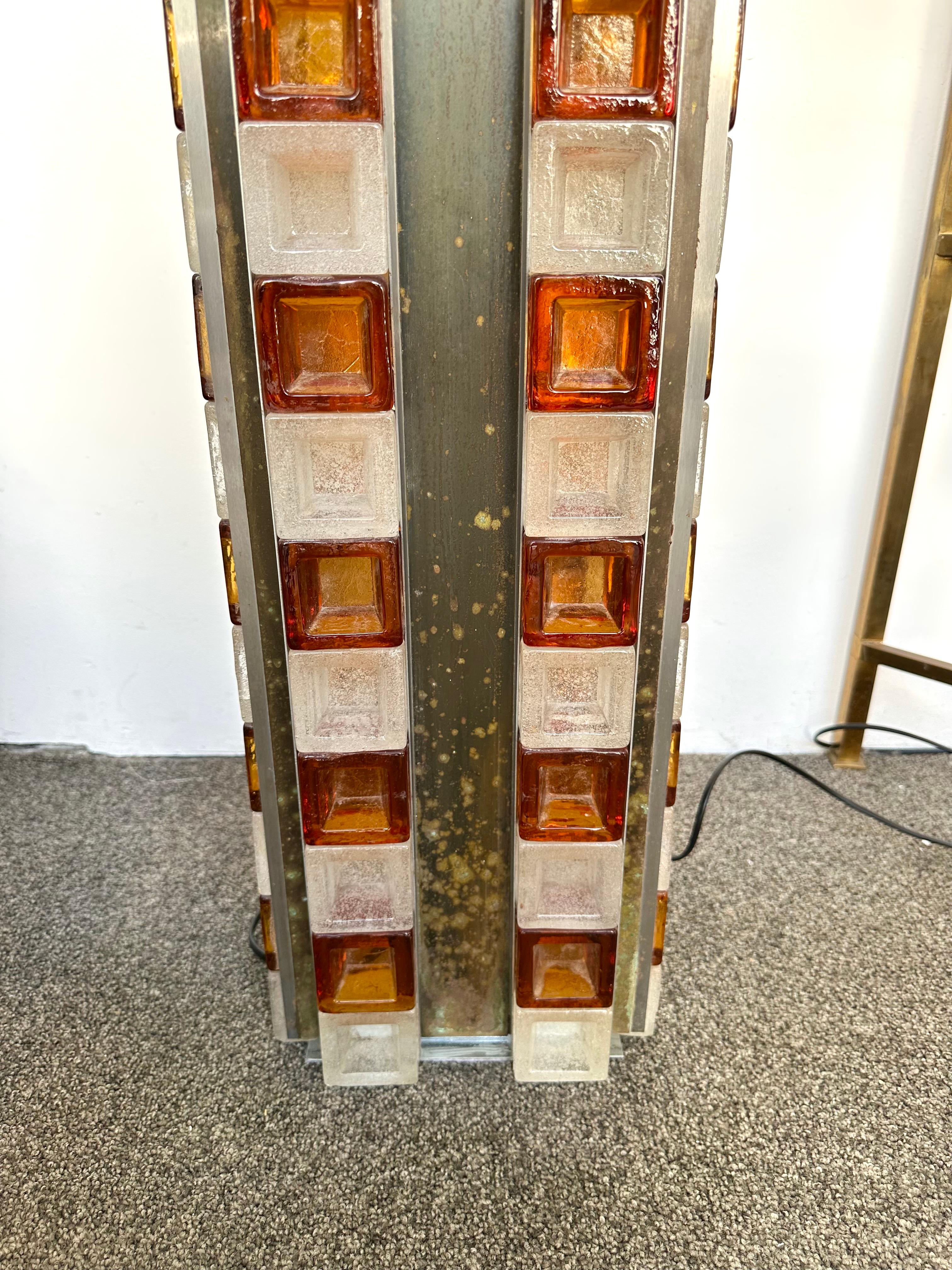 Mid-Century Modern Glass Cube Tower Floor Lamp by Poliarte, Italy, 1970s For Sale 9