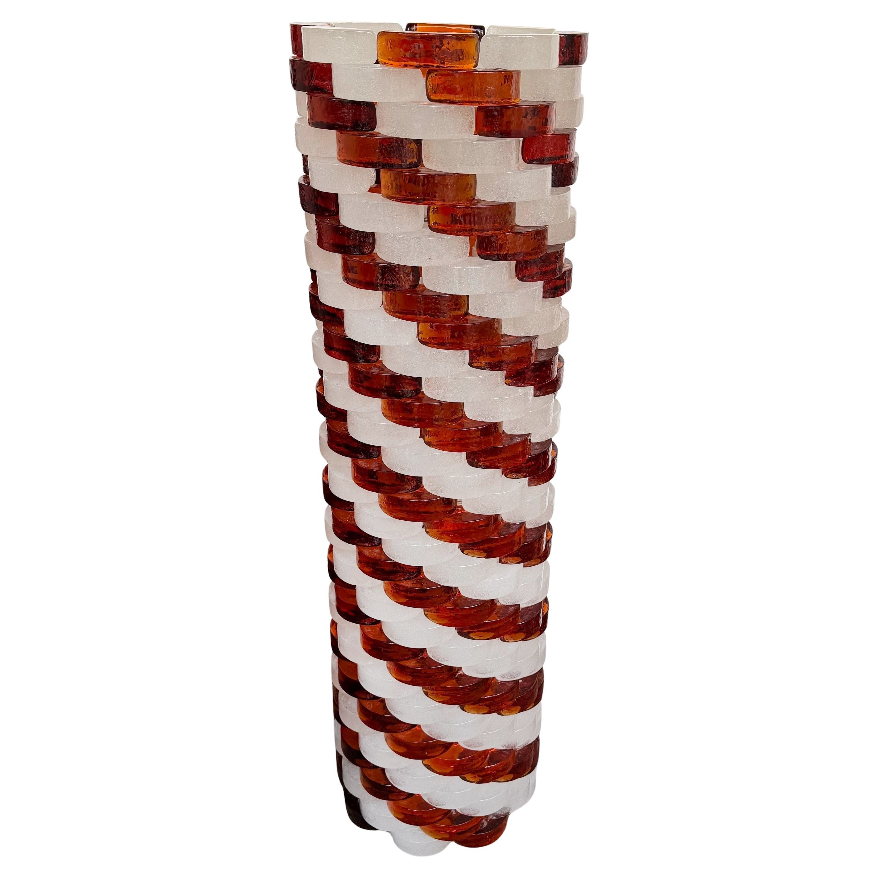 Lámpara de pie Torre Cubo de Cristal Moderna de Mitad de Siglo de Poliarte, Italia, 1970