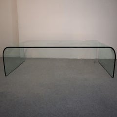 Mesa curvada de cristal moderna de mediados de siglo de Angelo Cortesi para Fiam, Italia, 1970