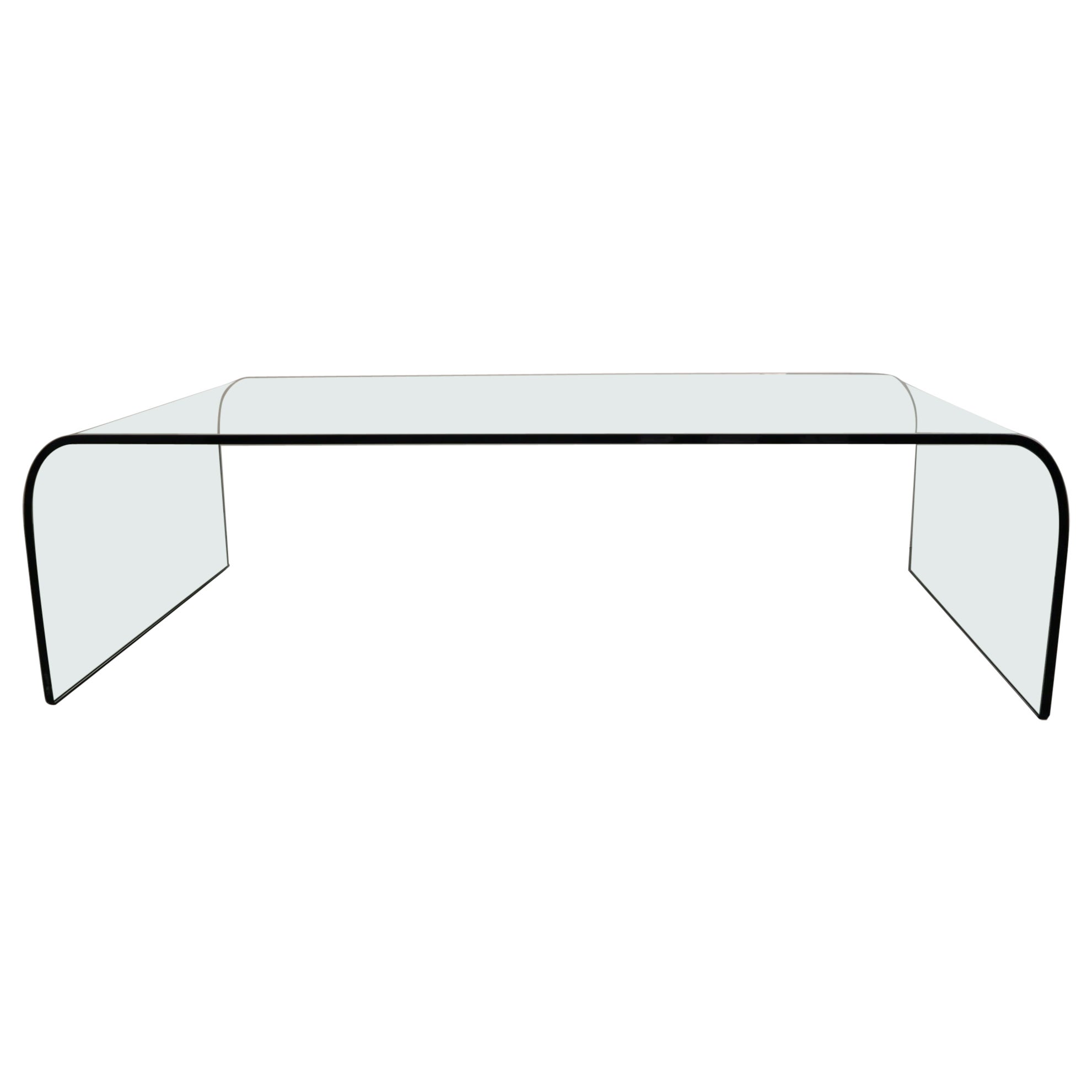 Mid-century modern glass curved table by Angelo Cortesi for Fiam, Italy, 1970s
