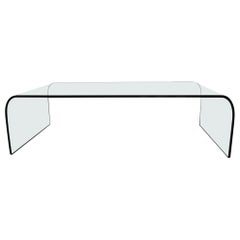 Table incurvée en verre moderne du milieu du siècle dernier d'Angelo Cortesi pour Fiam, Italie, 1970