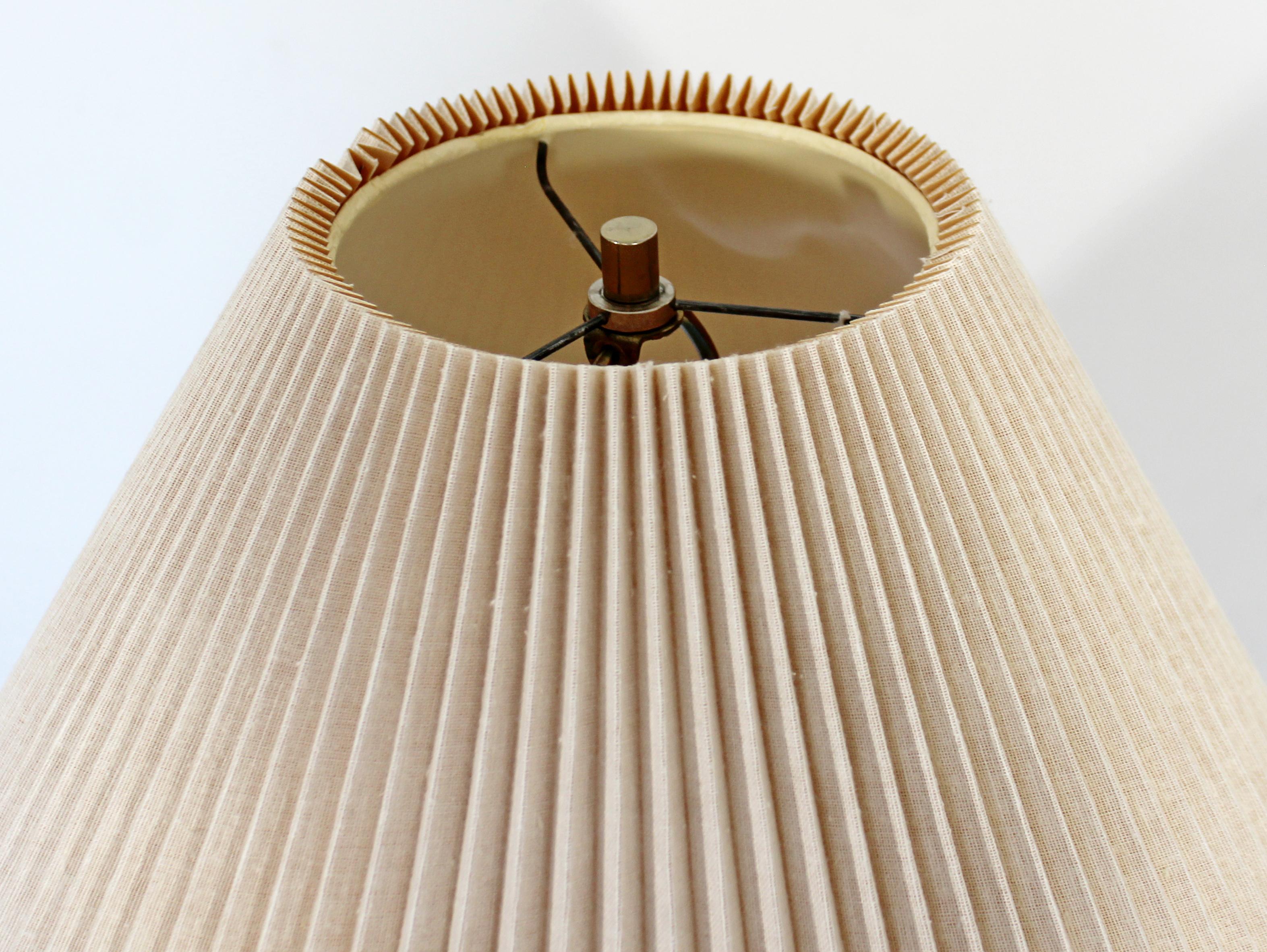 Mid-Century Modern Glass Encased Brass Floor Lamp Table Original Shade & Finial 1