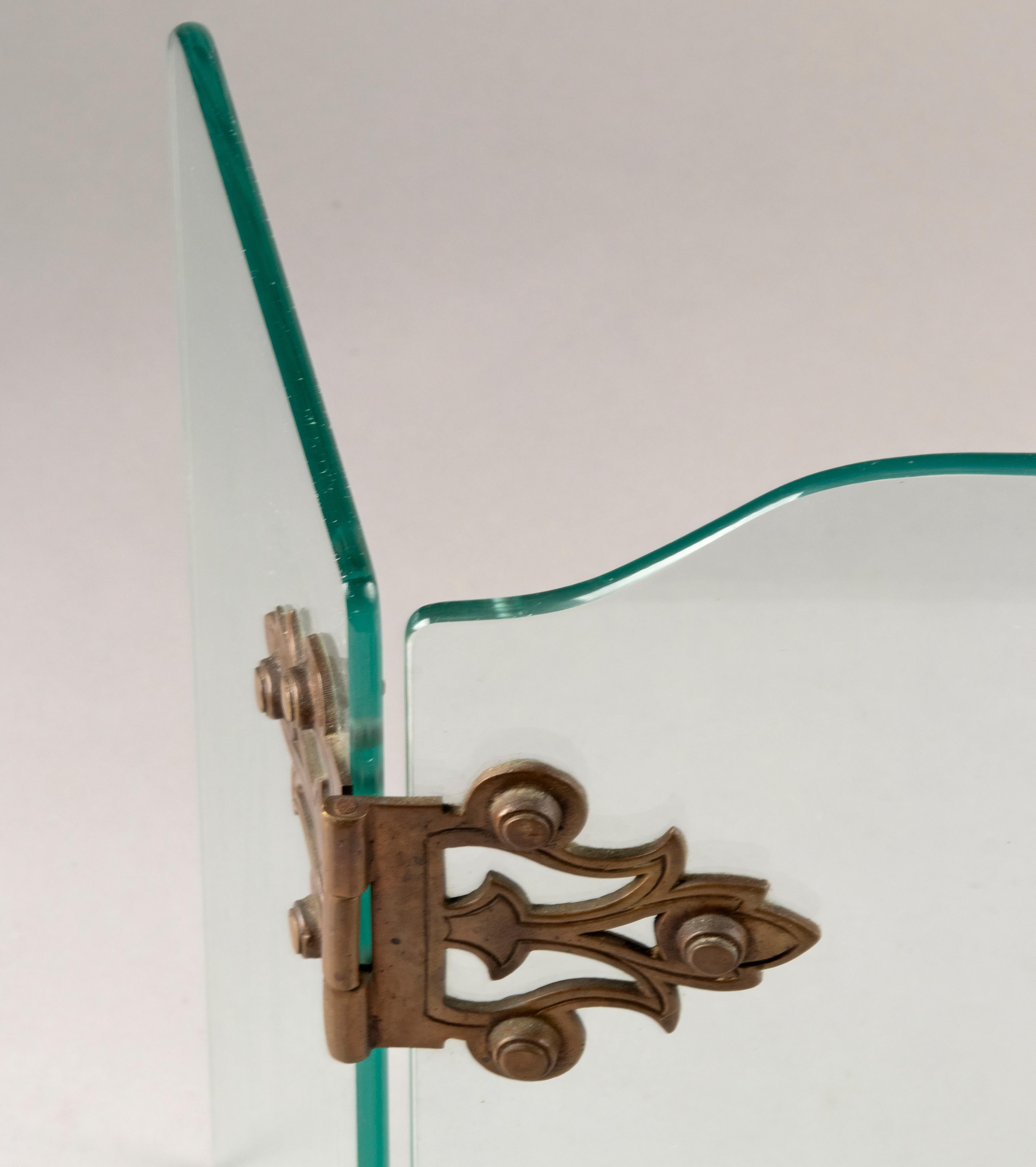 Mid-Century Moderner klappbarer dreiteiliger Kaminschirm aus Glas von Jemeppe im Angebot 11