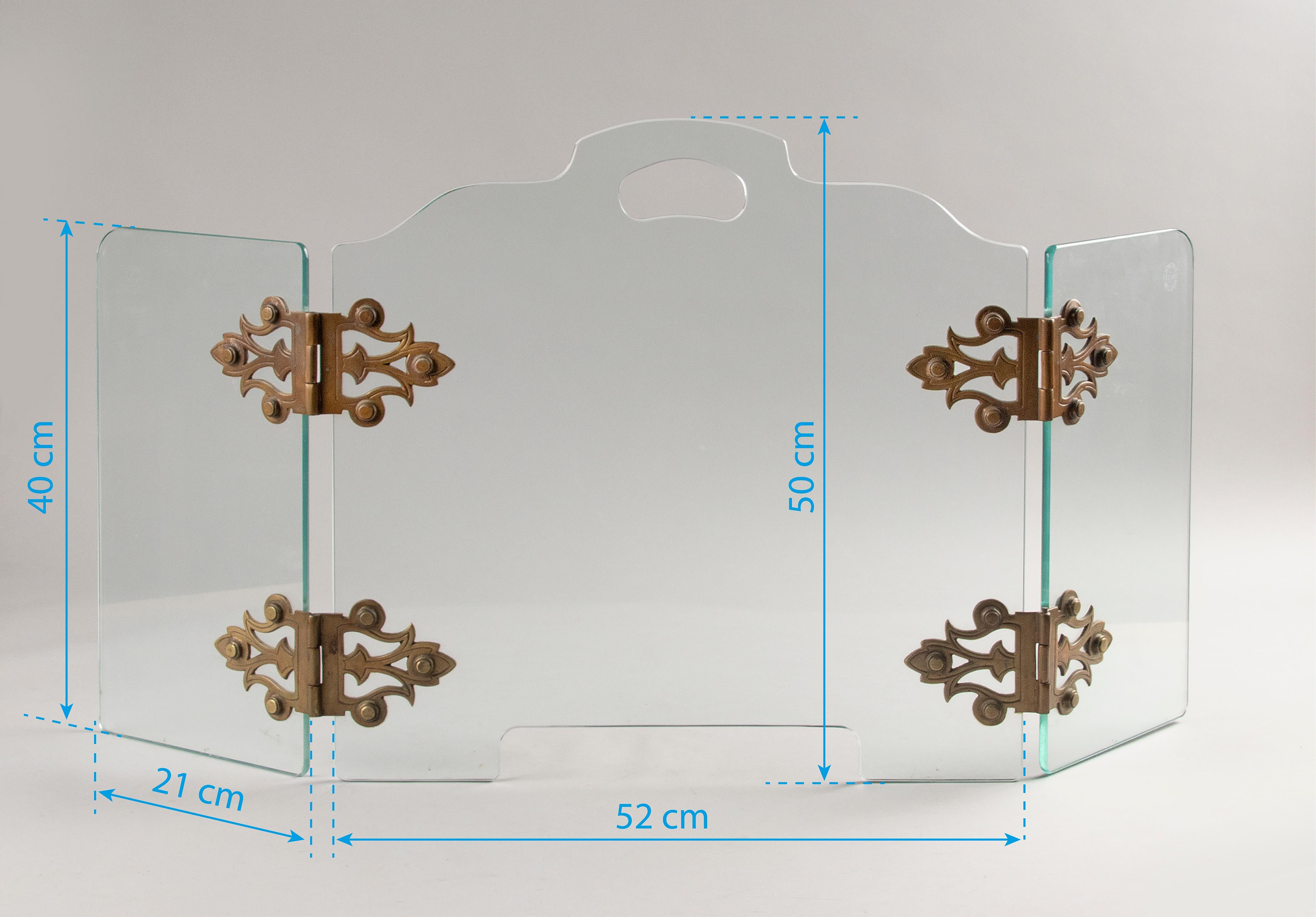Mid-Century Moderner klappbarer dreiteiliger Kaminschirm aus Glas von Jemeppe im Angebot 14