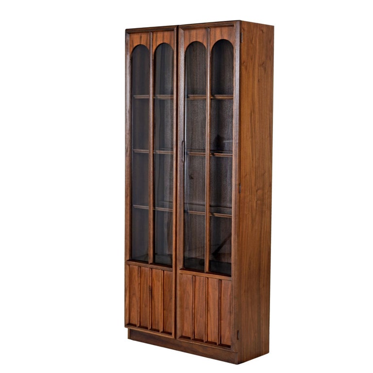 MidCentury Modern Glass Front Rosewood Arch Accent Walnut Display