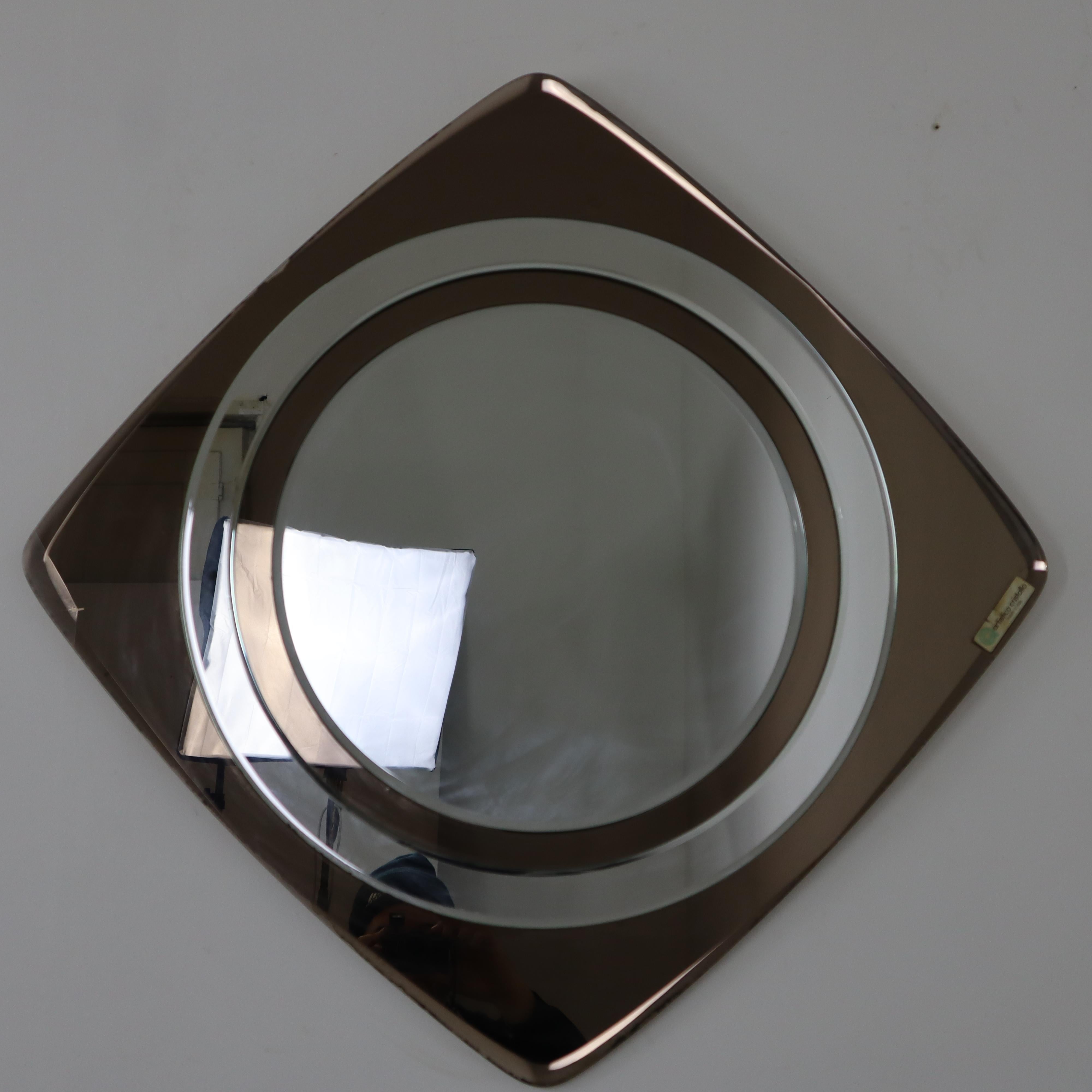 Espejo geométrico de cristal moderno de mediados de siglo de Artistica Cristallo, Italia, años 70 finales del siglo XX en venta