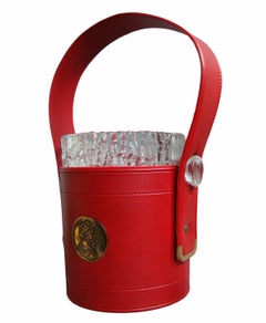 Mid-Century Modern Glass Ice Bucket with Leatherette Cover, Germany, 1970s