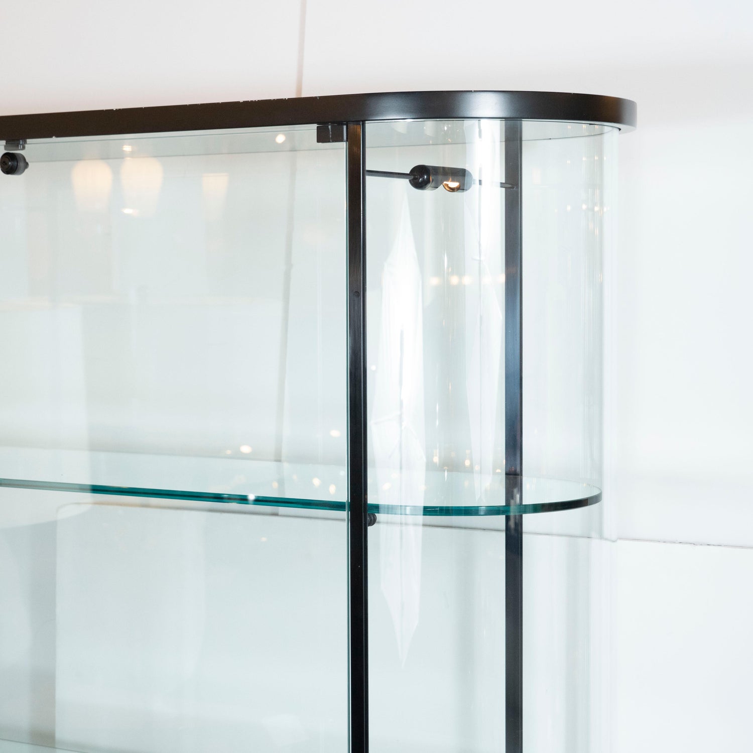 Mid Century Modern Glass Illuminated Display Cabinet With Lock And