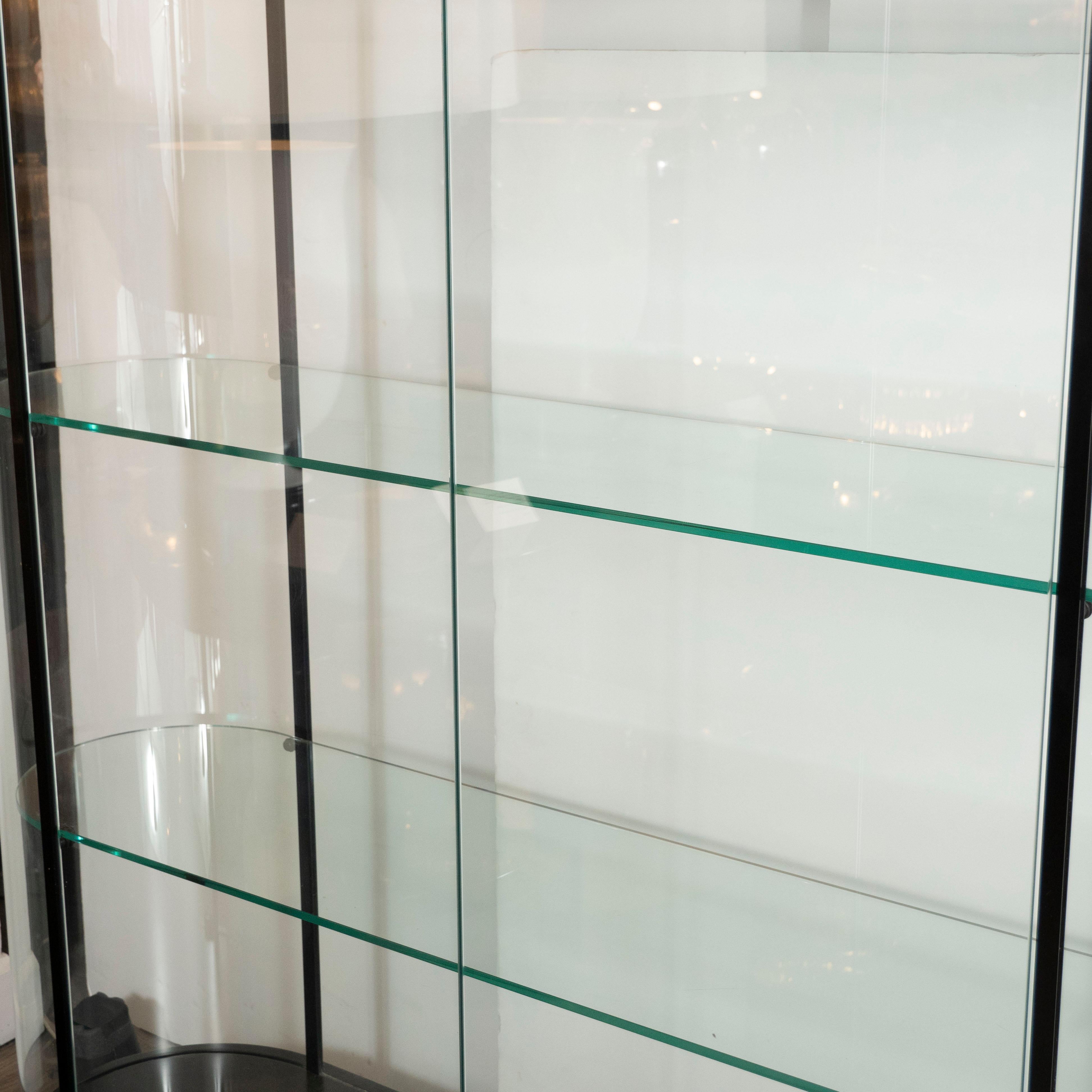 American Mid-Century Modern Glass Illuminated Display Cabinet with Lock and Key by Pace