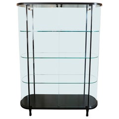 Mid-Century Modern Glass Illuminated Display Cabinet with Lock and Key by Pace