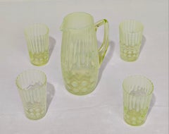 Mid-Century Modern Glass Italian Design 60s Set of 4 and 1 Carafe