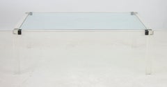 Moderner Couchtisch aus Glas und Lucite aus der Jahrhundertmitte