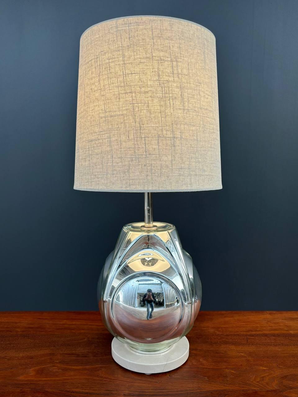 American Mid-Century Modern Glass & Marble Table Lamp For Sale