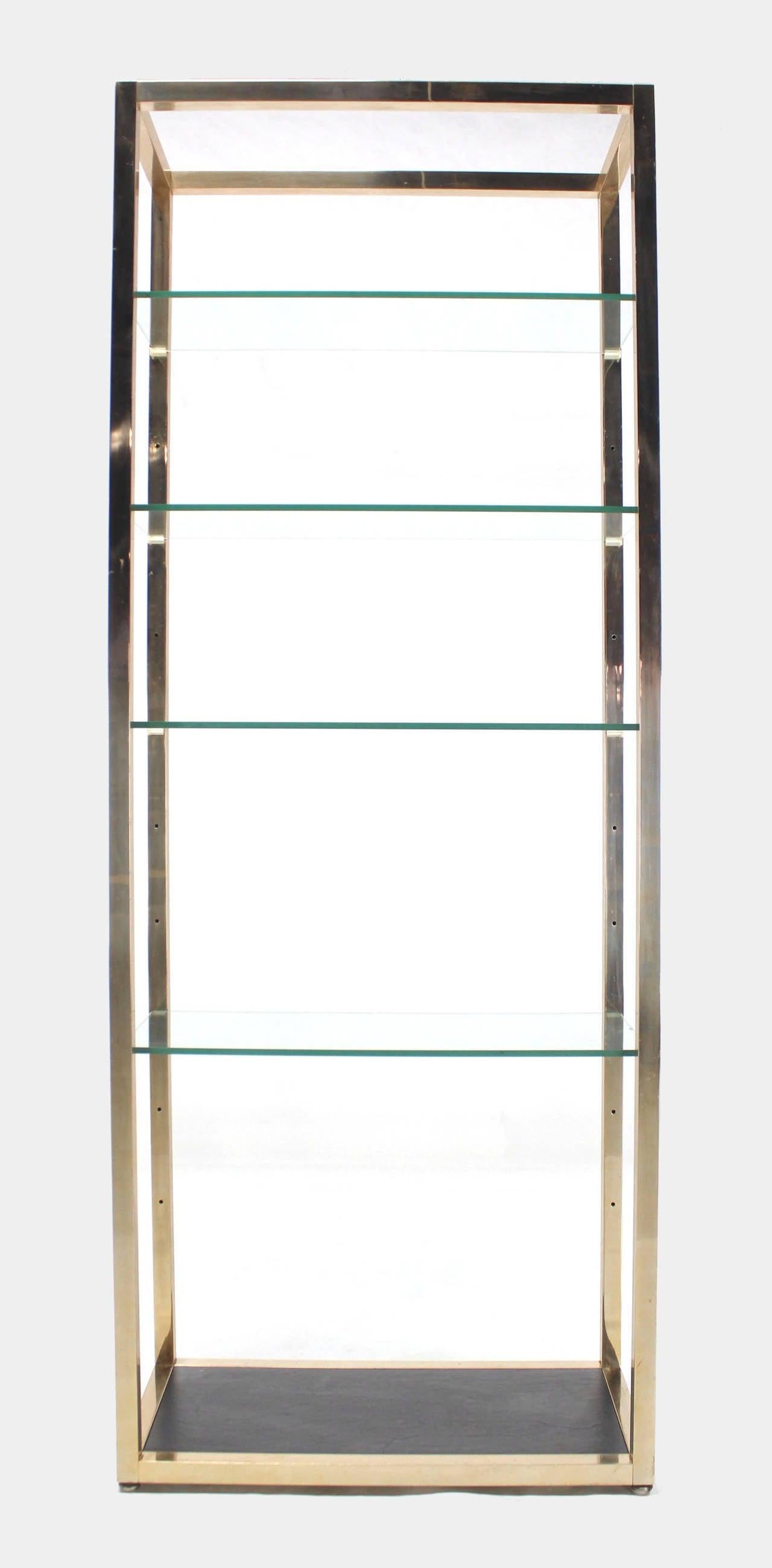 Mid Century Modern Glass & Metal Compact Tall Etagere Shelves  In Good Condition For Sale In Rockaway, NJ