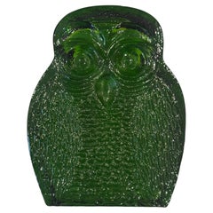 Mid-Century Modern Glass Owl Bookend / DoorStop by Blenko Hand-Blown, 1970s