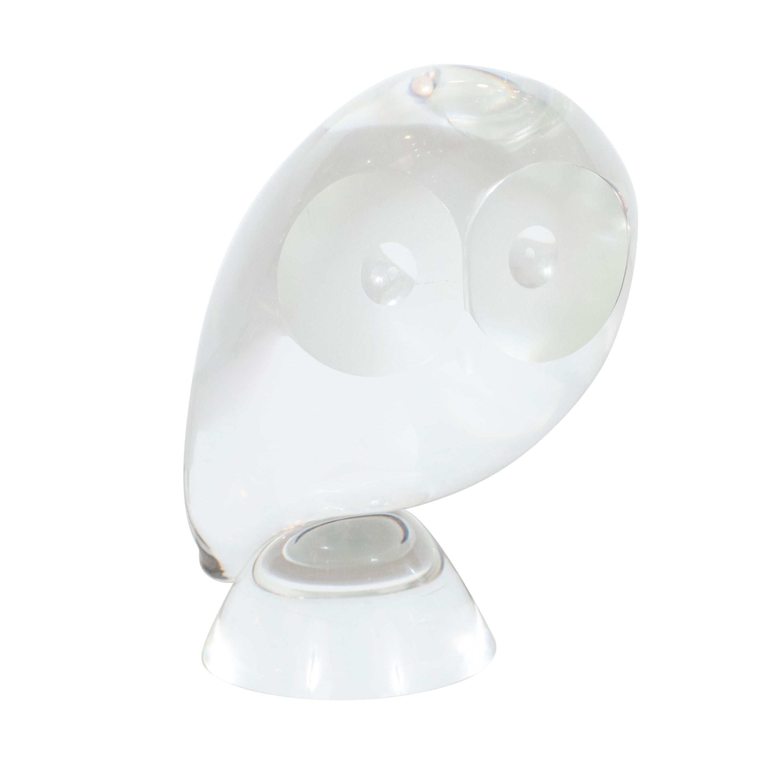 Mid-Century Modern Glass Owl Paperweight/ Decorative Object by Steuben