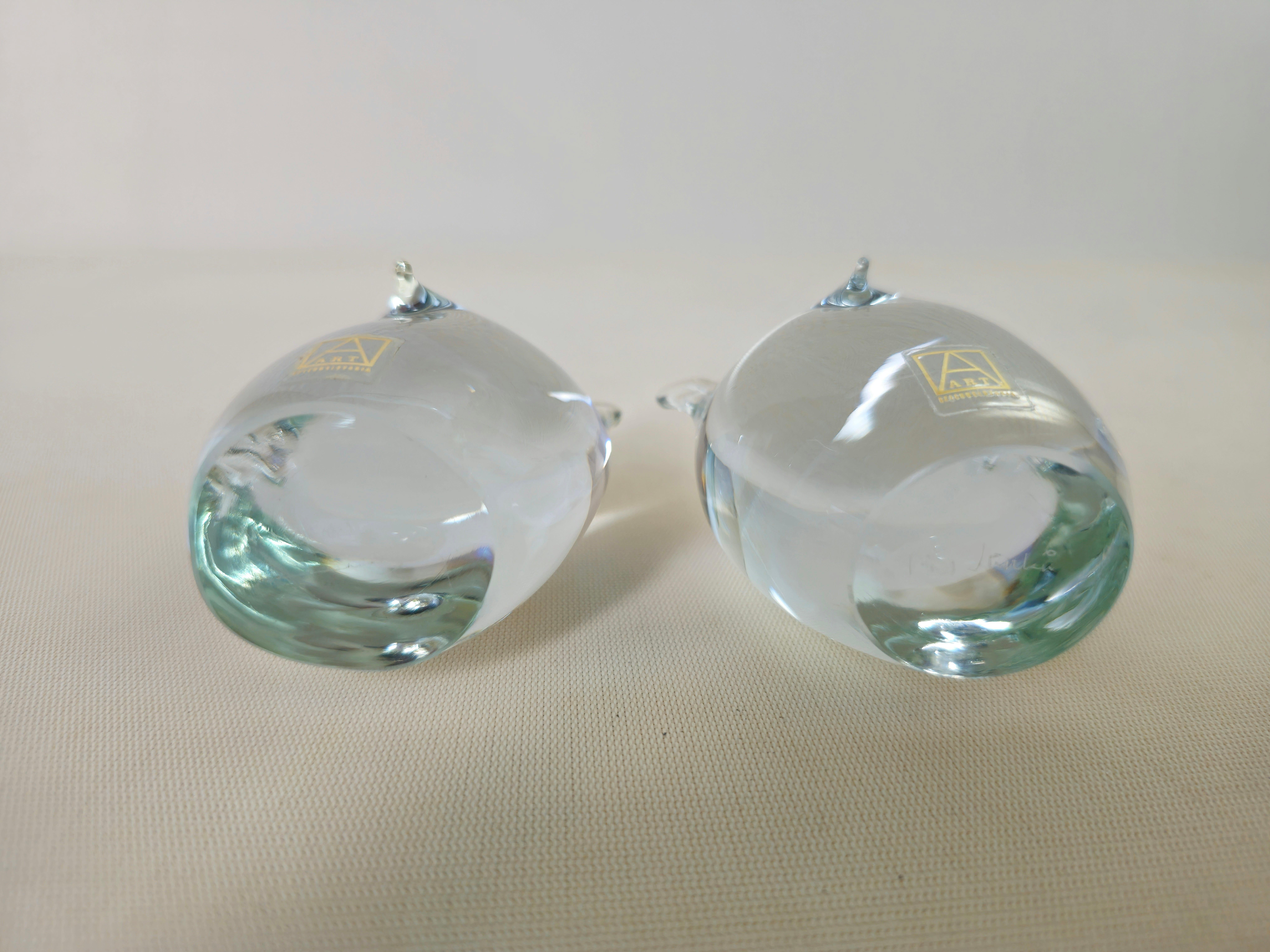 Moderne Glaseulen aus der Mitte des Jahrhunderts, Design  Tschechoslowakei, 1980er Jahre 2er-Set (20. Jahrhundert) im Angebot