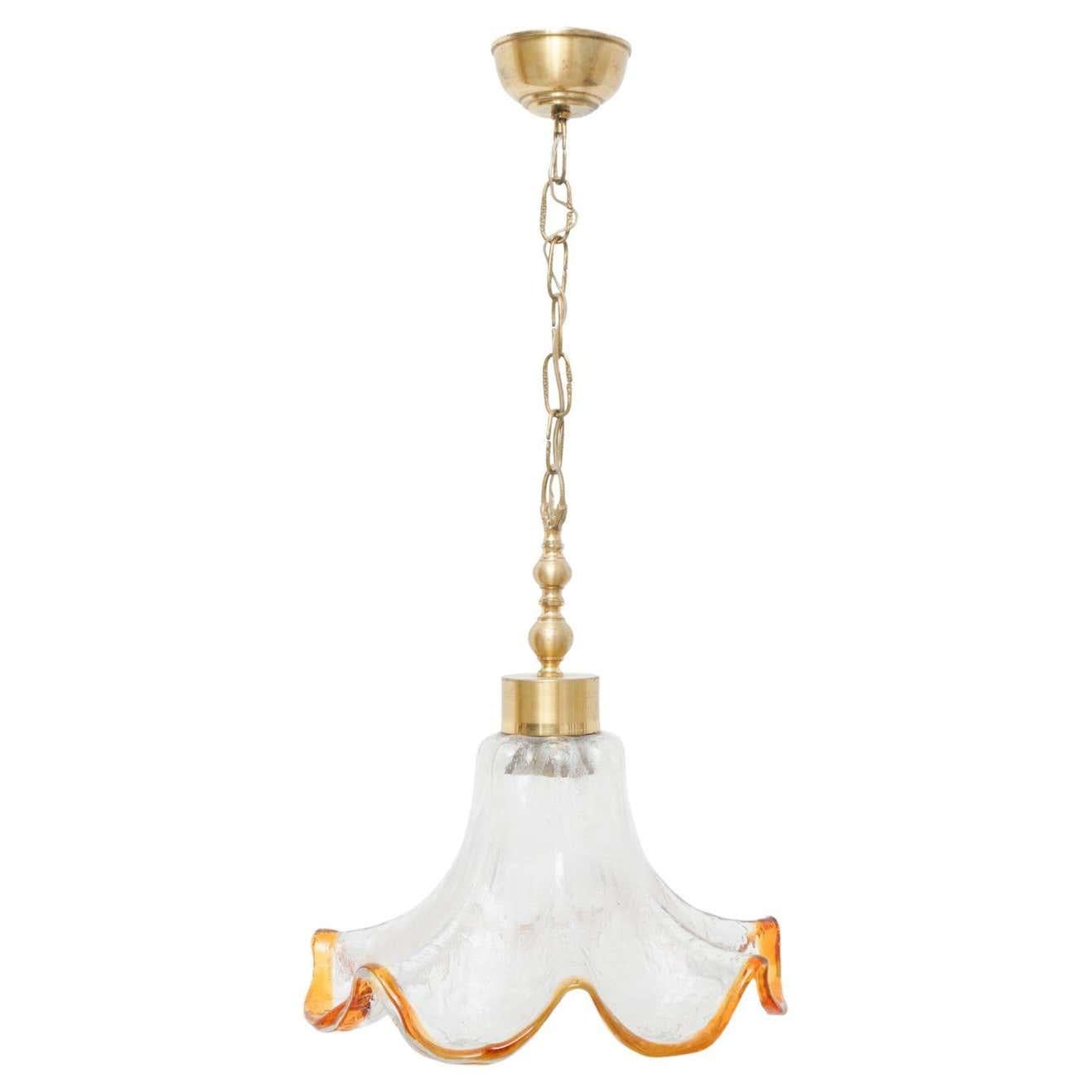 Mid-Century Modern Glass Pendant Lamp, circa 1960 For Sale 9