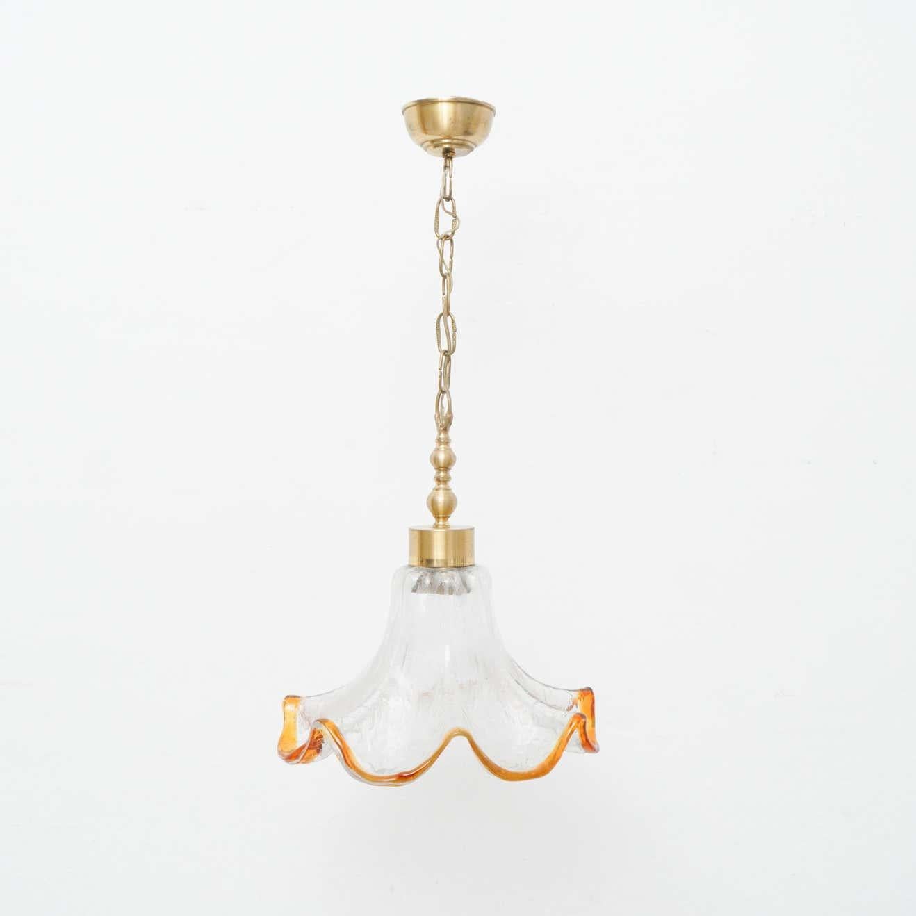 Spanish Mid-Century Modern Glass Pendant Lamp, circa 1960 For Sale