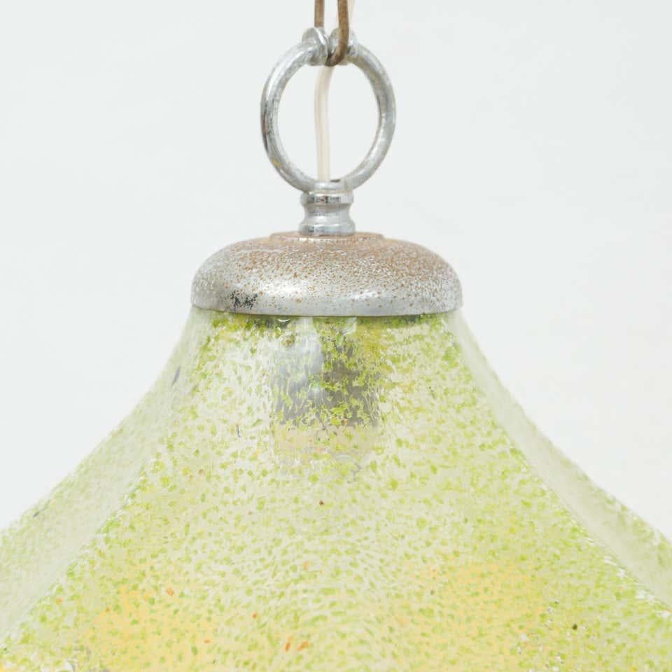 Spanish Mid-Century Modern Glass Pendant Lamp, circa 1960 For Sale