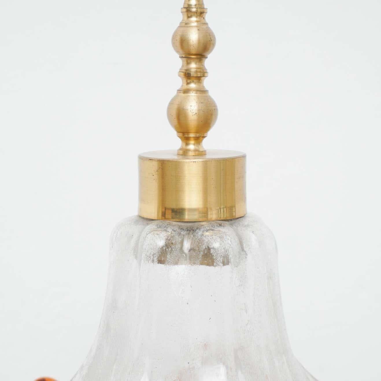 Spagnolo Lampada a sospensione in vetro della modernità di metà secolo, 1960 circa in vendita