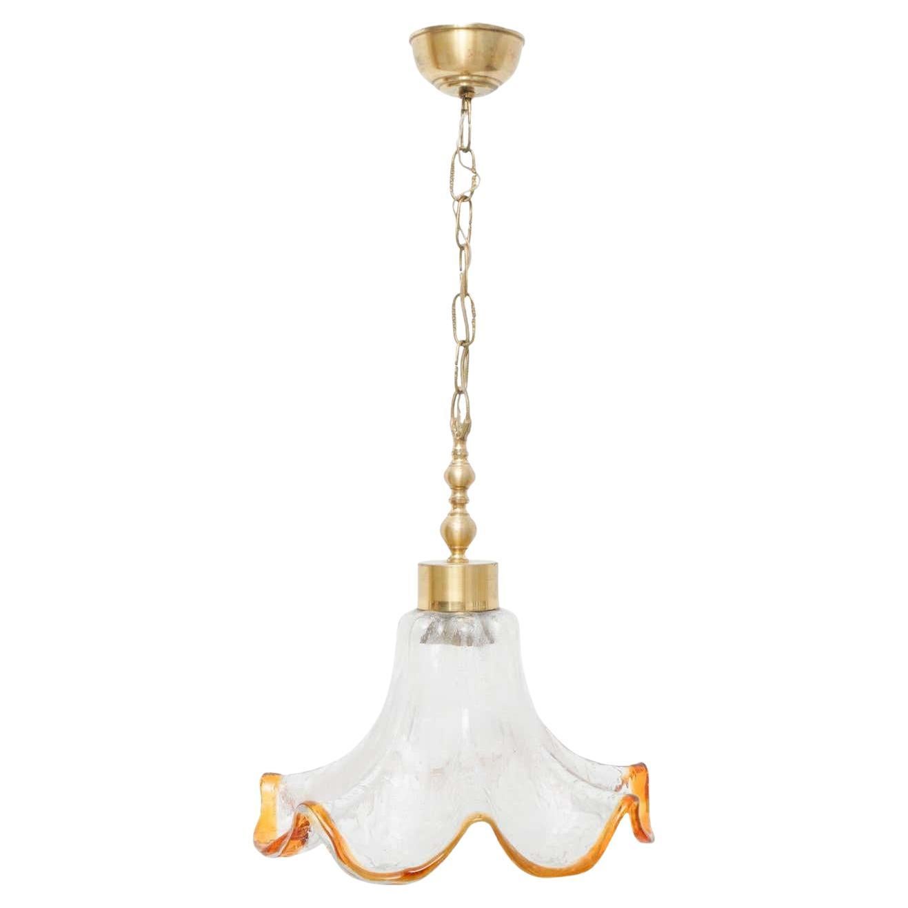 Mid-Century Modern Glass Pendant Lamp, circa 1960 For Sale