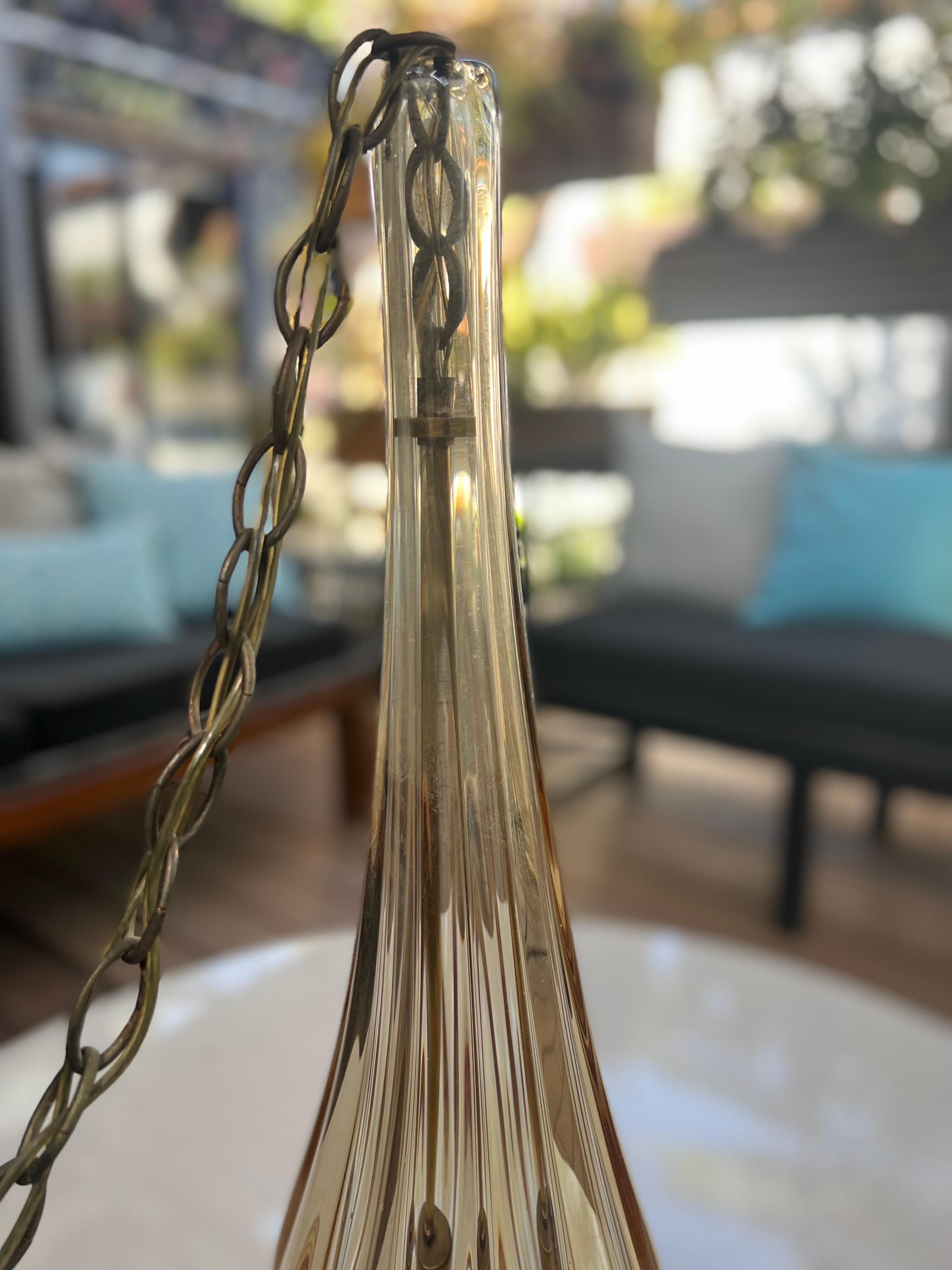 Mid Century Modern Glass Pendant Lamp For Sale 2