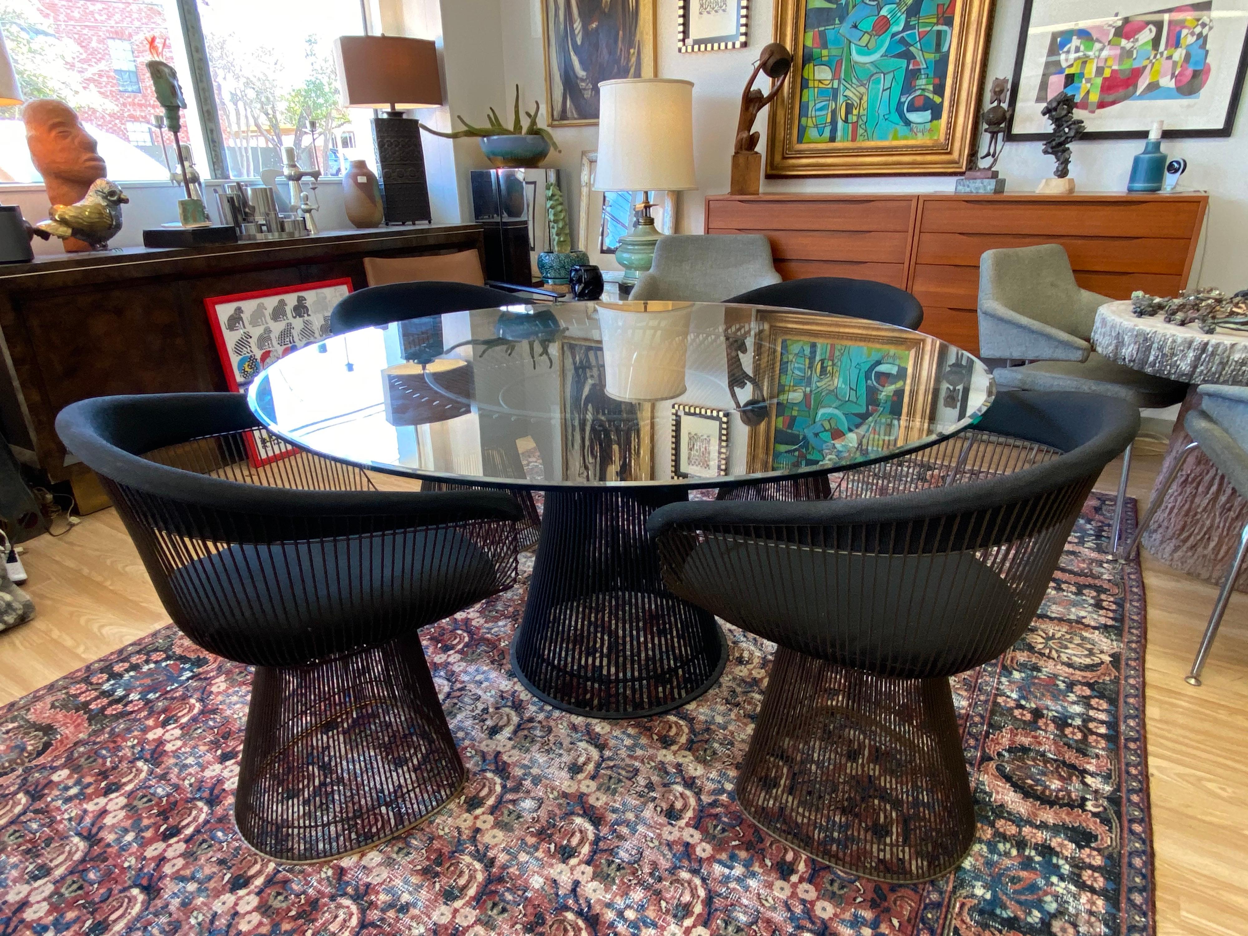 Stainless Steel Mid-Century Modern Glass Platner Dining Table for Knoll