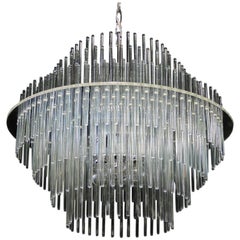 Mid-Century Modern Glass Rod and Lucite Chandelier Sciolari Atrributed