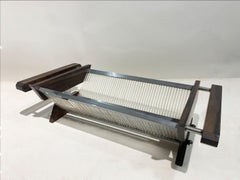 Mid-Century Modern Glass Rod Centerpiece in Dark Timber and Chrome, Circa 1950's