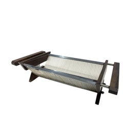 Mid-Century Modern Glass Rod Centerpiece in Dark Timber and Chrome, Circa 1950's