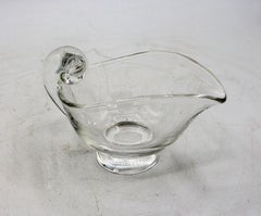 Mid-Century Modern Glass Snail Scroll Cream & Sugar by Steuben