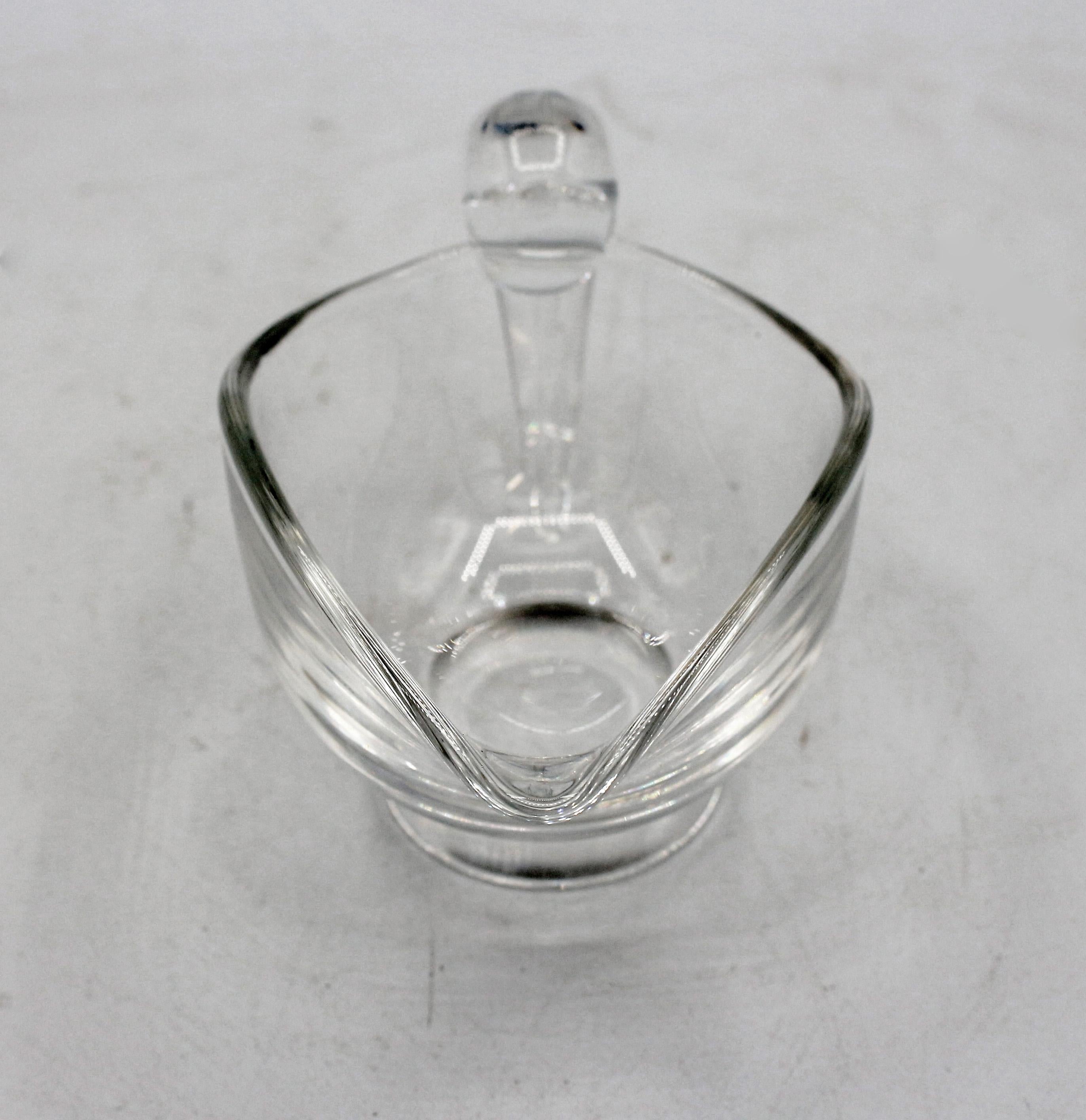 American Mid-Century Modern Glass Snail Scroll Cream & Sugar by Steuben For Sale