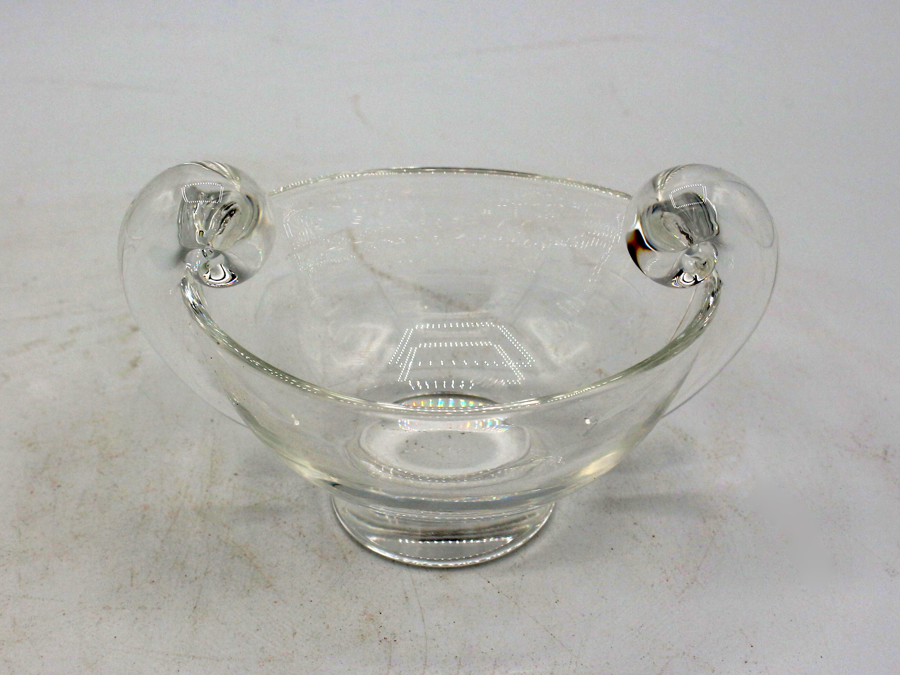 Mid-Century Modern Glass Snail Scroll Cream & Sugar by Steuben In Good Condition For Sale In Chapel Hill, NC