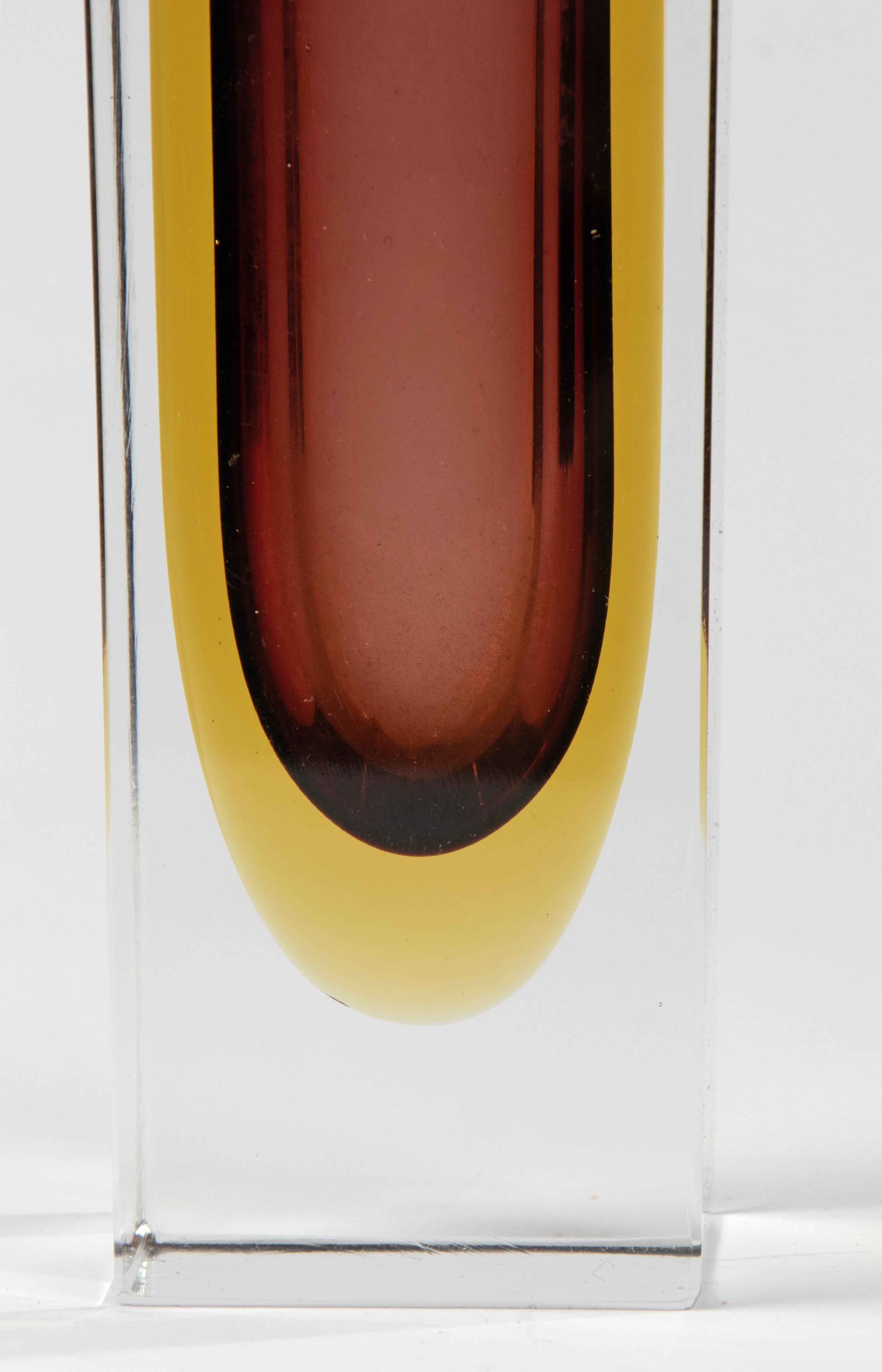 Hand-Crafted Mid-Century Modern Glass Sommerso Vase - Flavio Poli  For Sale