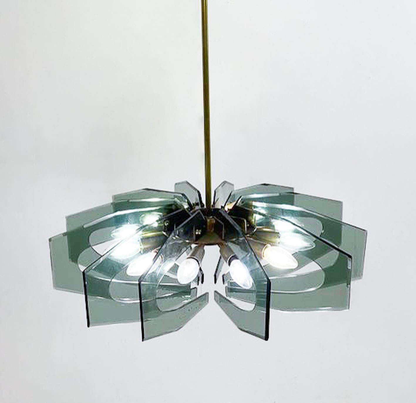 Mid-Century Modern Glass Suspension Fontana Arte Style, 1960s For Sale 2