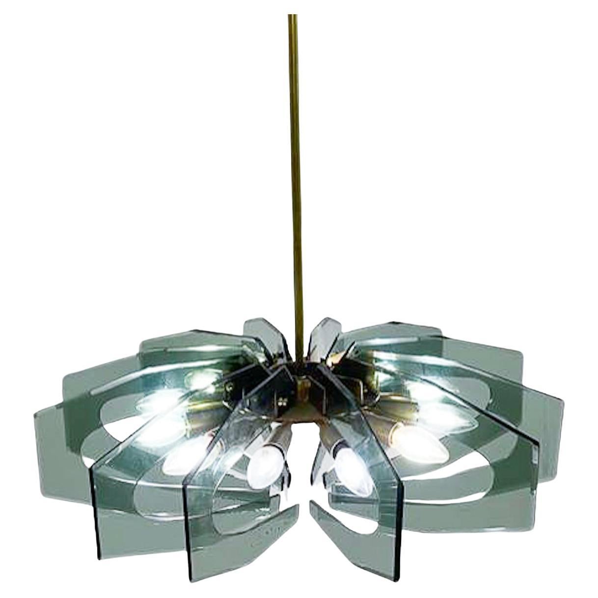 Mid-Century Modern Glass Suspension Fontana Arte Style, 1960s For Sale