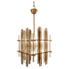 Mid-Century Modern Glass Suspension in the style of Sciolari, 1960s