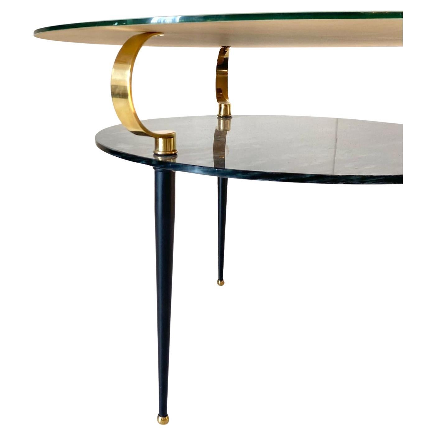 Vintage-Tisch aus Glas im Stil von Fontana Arte, Italien, 1950er Jahre (Moderne der Mitte des Jahrhunderts) im Angebot