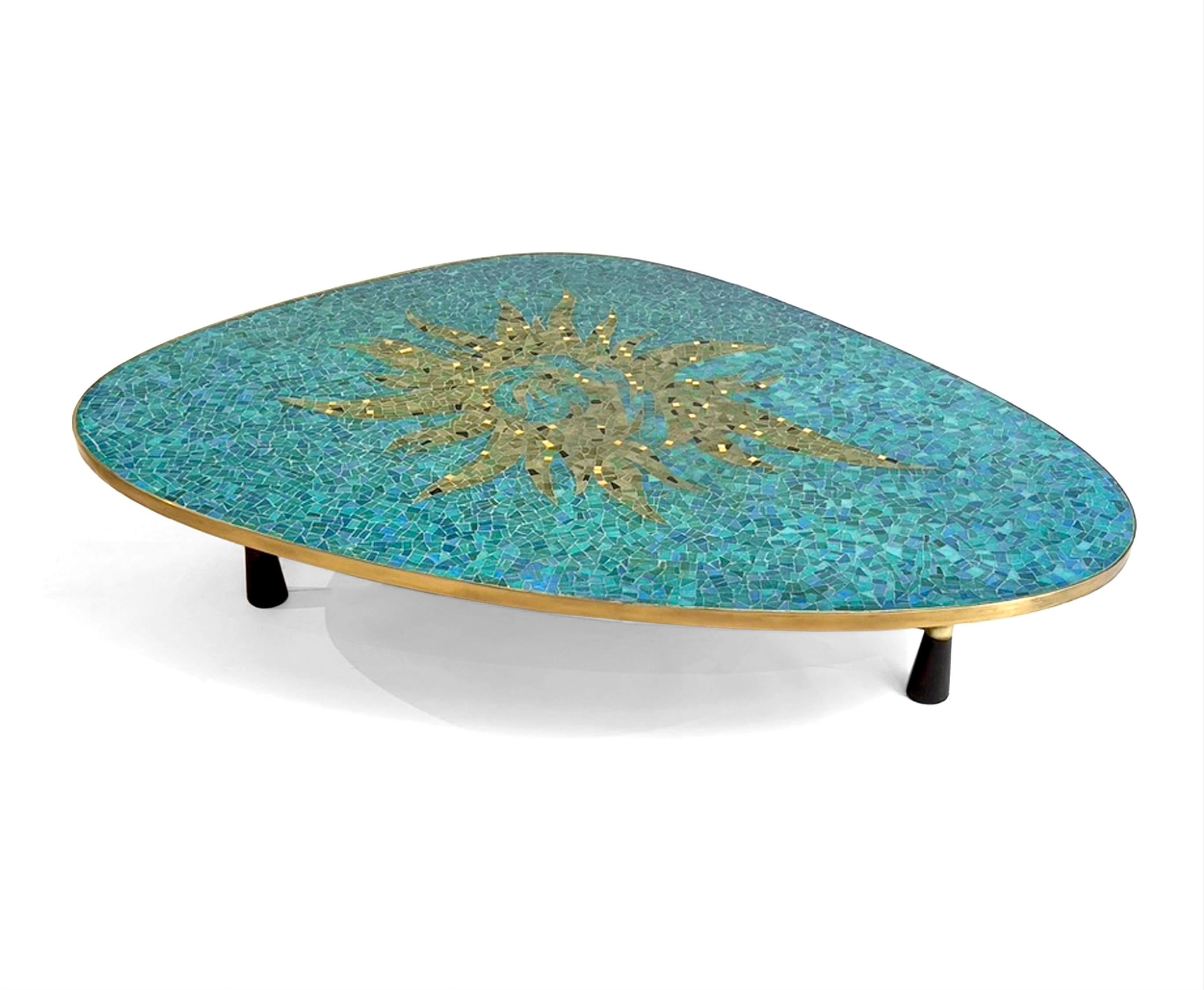 Mid-Century Modern Glass Tile Coffee Table In Excellent Condition In Los Angeles, CA
