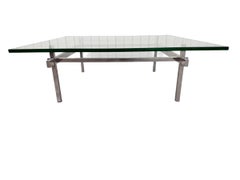 Mid-Century Modern Glass Top Chrome Coffee Table