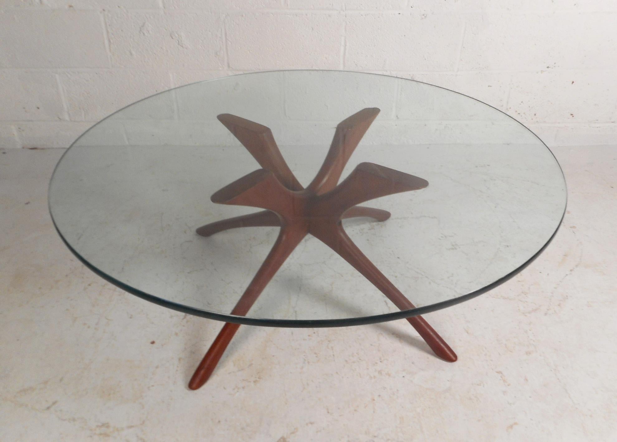 American Mid-Century Modern Glass Top Coffee Table by Adrian Pearsall